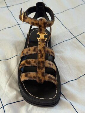 Celine triomphe clea sandals leopard